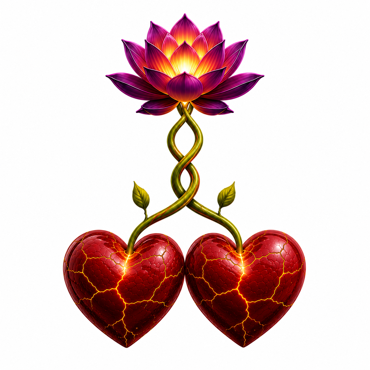 Dos corazones unidos por una flor de loto